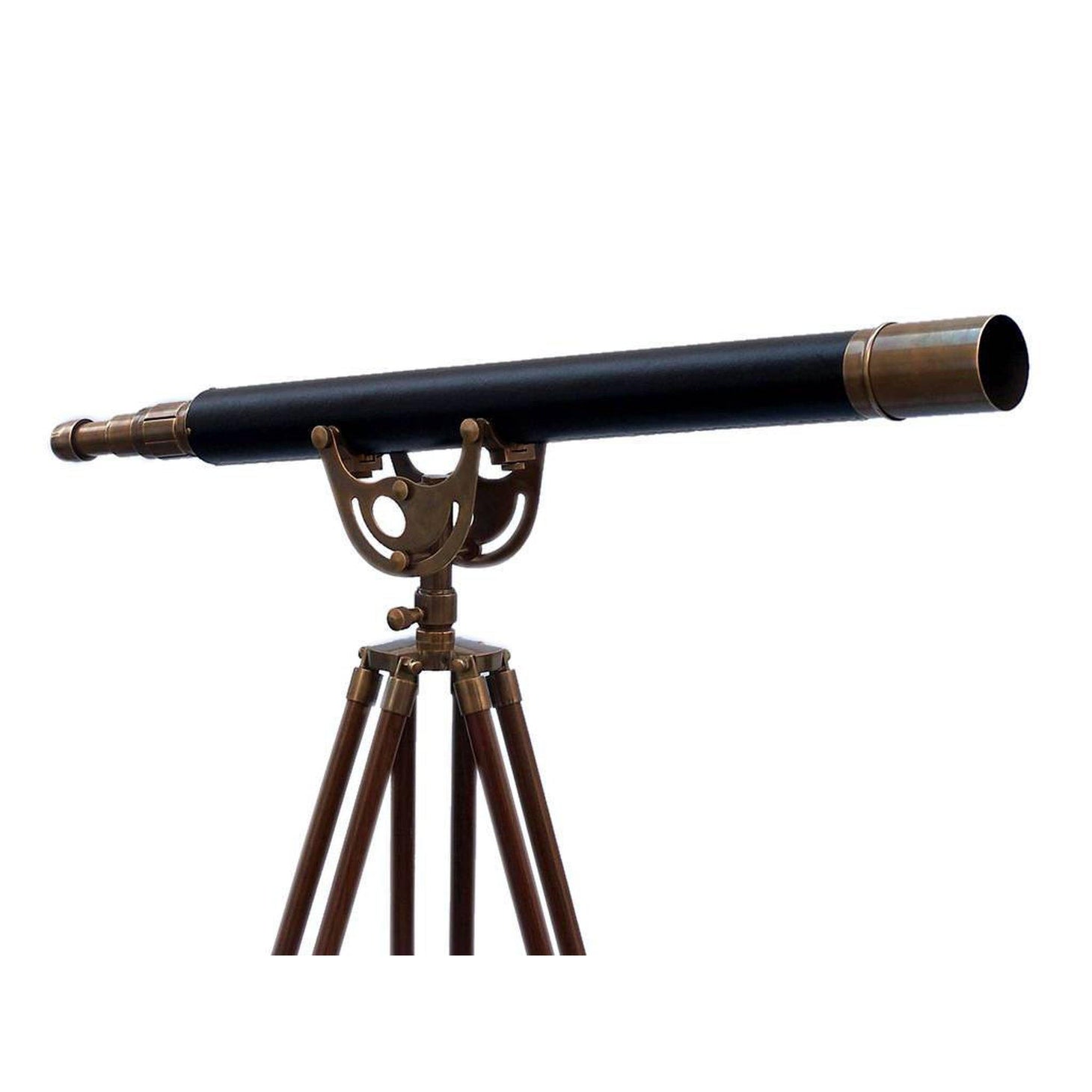Handcrafted Model Ships Floor Standing Antique Brass Leather Anchormaster Telescope 65 ST-0148-ANL
