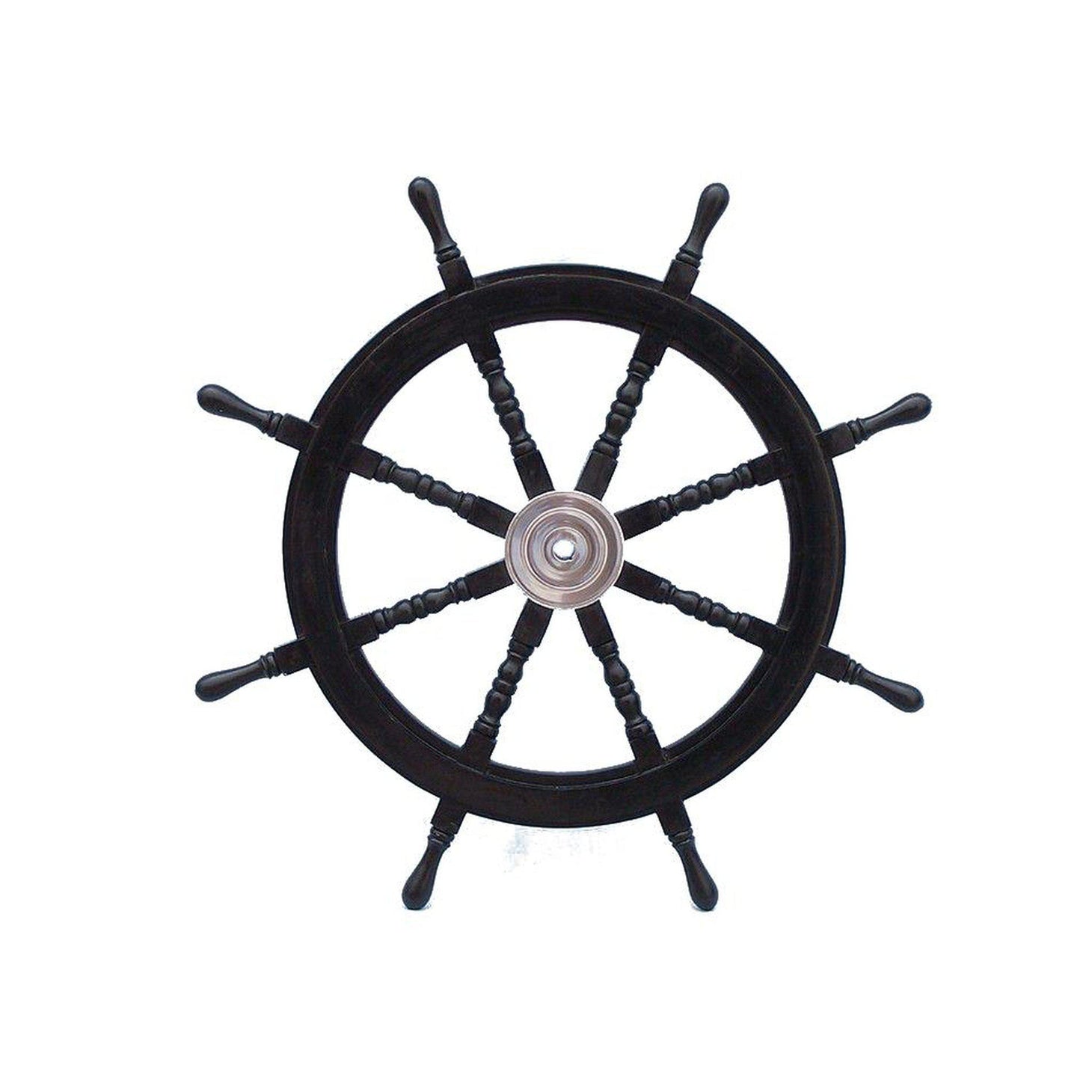 Handcrafted Model Ships Deluxe Class Wood and Chrome Pirate Ship Steering Wheel 36