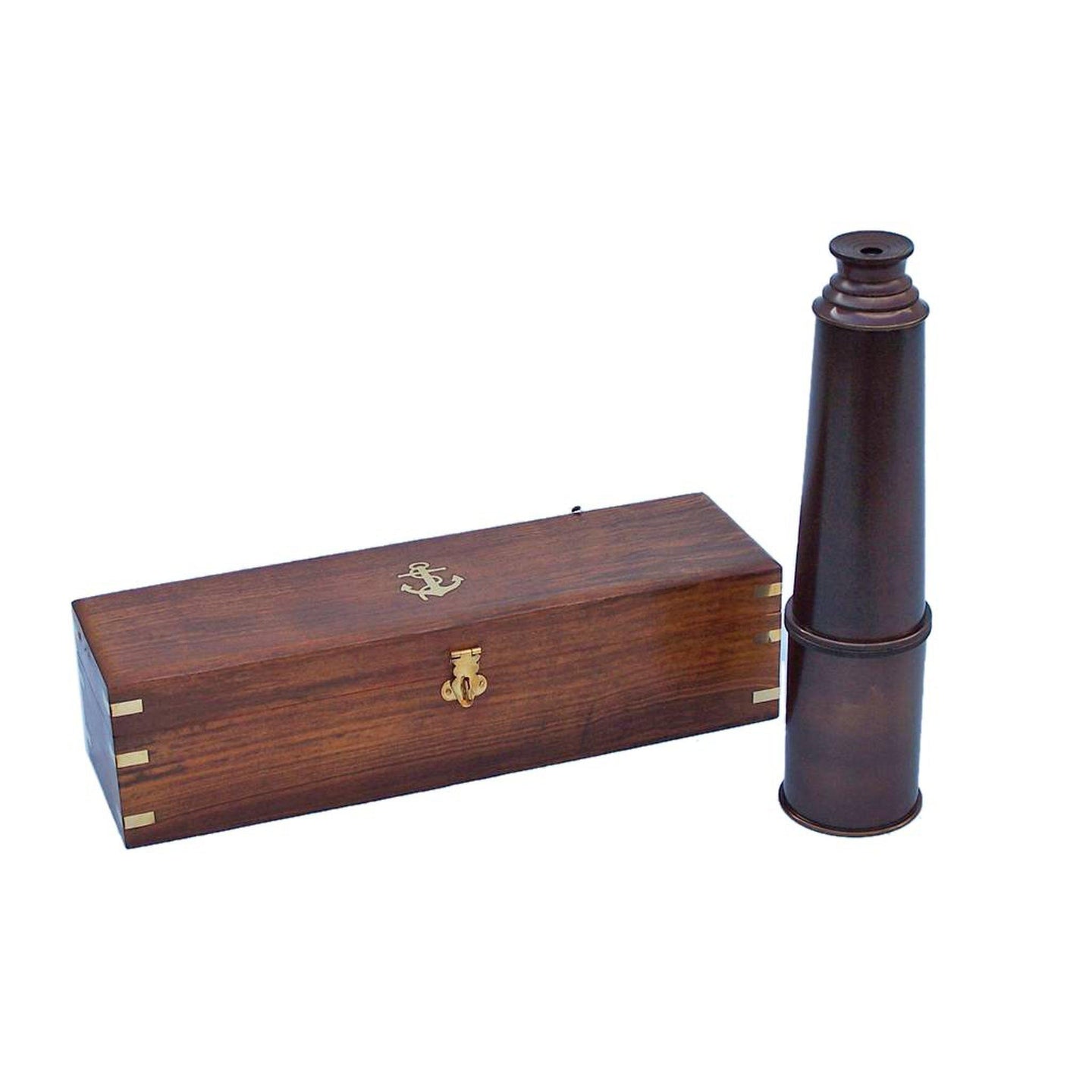 Handcrafted Model Ships Deluxe Class Hampton Collection Bronze Spyglass With Rosewood Box 36