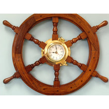 Handcrafted Model Ships Deluxe Class Wood And Brass Ship Wheel Clock 24 SW-1721A
