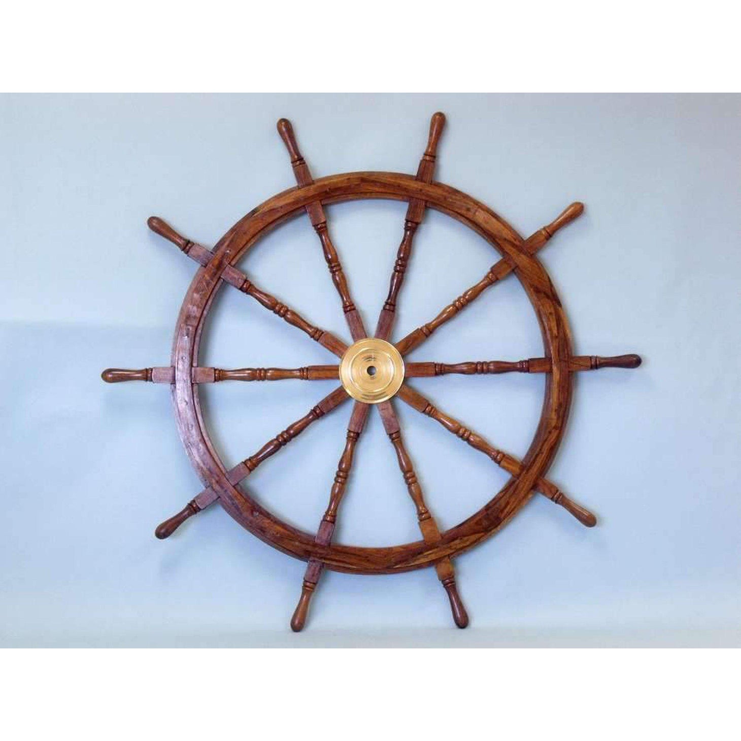 Handcrafted Model Ships Deluxe Class Wood and Brass Decorative Ship Wheel 60 SW-60-BR