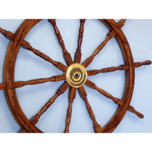 Handcrafted Model Ships Deluxe Class Wood and Brass Decorative Ship Wheel 60 SW-60-BR