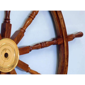 Handcrafted Model Ships Deluxe Class Wood and Brass Decorative Ship Wheel 60 SW-60-BR