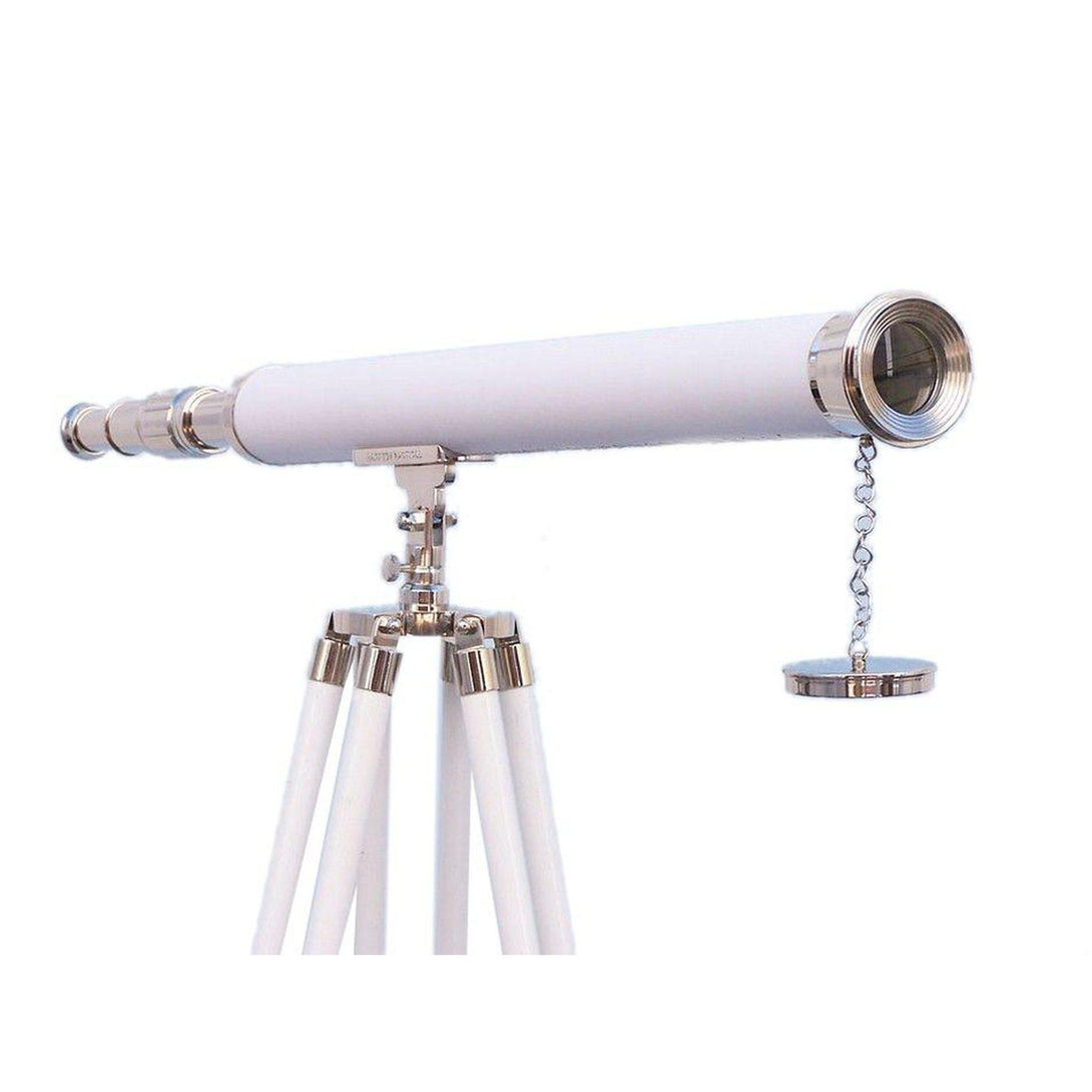 Handcrafted Model Ships Hampton Collection Chrome with Leather Harbor Master Telescope 60 ST-0123-CH-WL