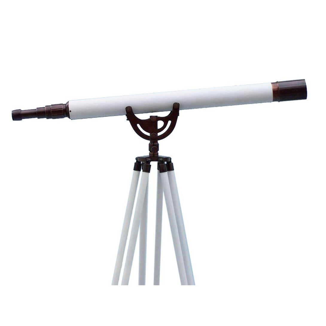 Handcrafted Model Ships Floor Standing Bronzed With White Leather Anchormaster Telescope 65