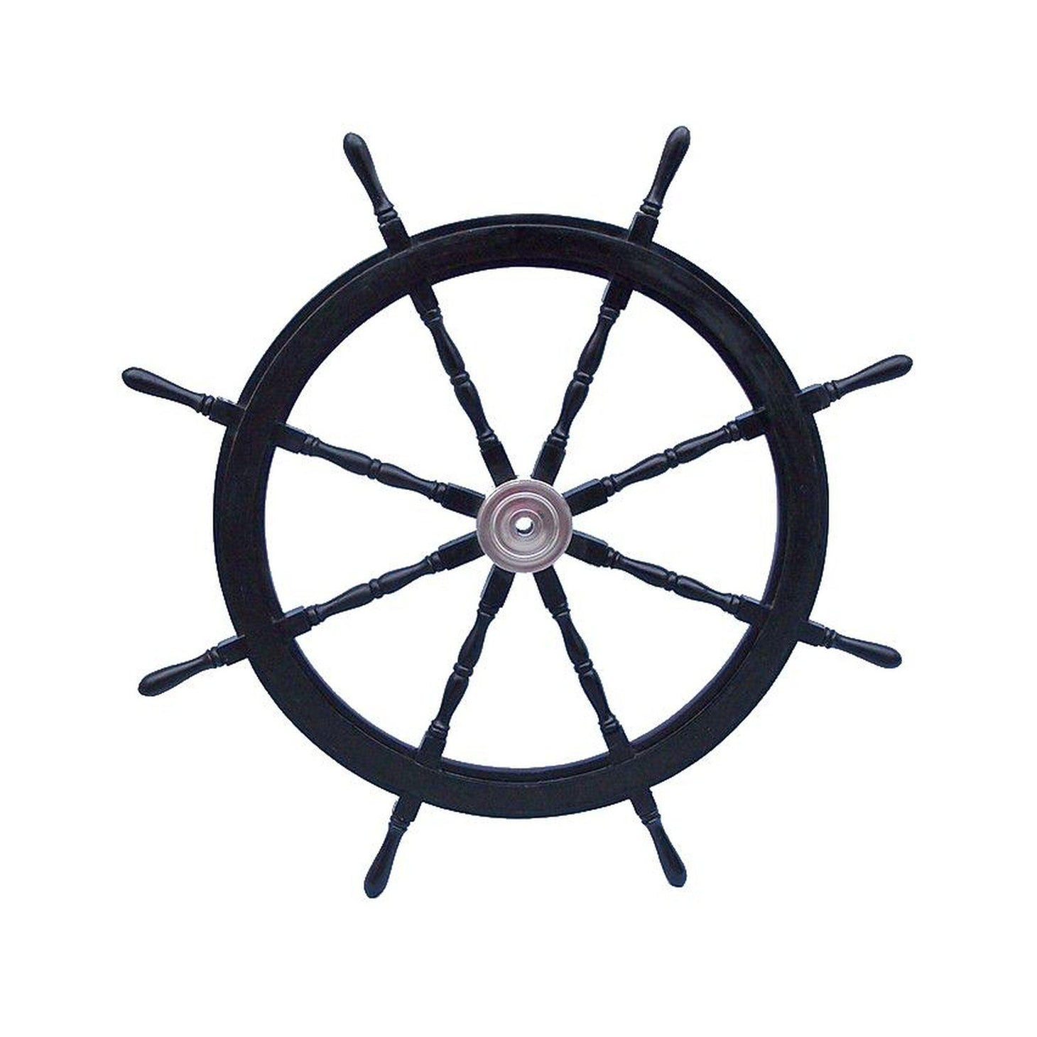 Handcrafted Model Ships Deluxe Class Wood and Chrome Decorative Pirate Ship Steering Wheel 48