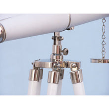 Handcrafted Model Ships Hampton Collection Chrome with White Leather Binoculars 62" BI-0311-CHWL