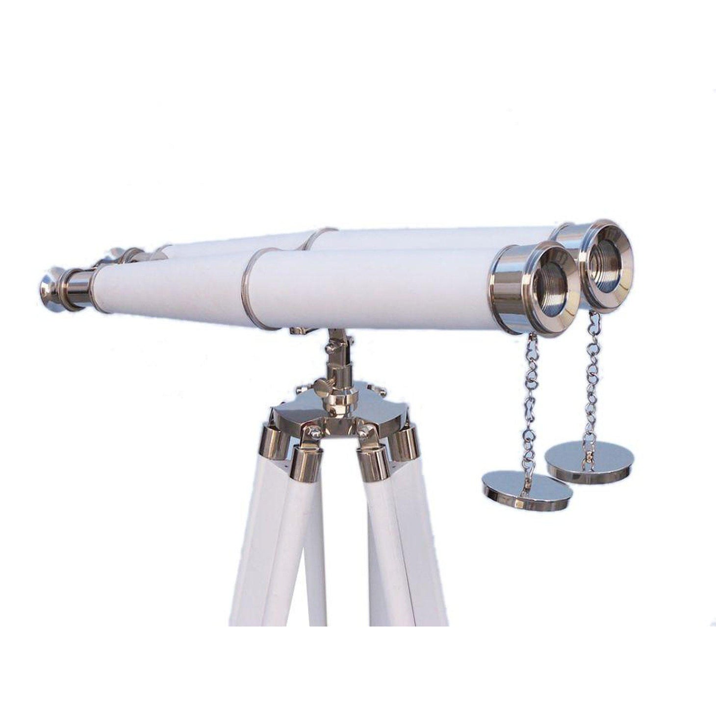 Handcrafted Model Ships Hampton Collection Chrome with White Leather Binoculars 62
