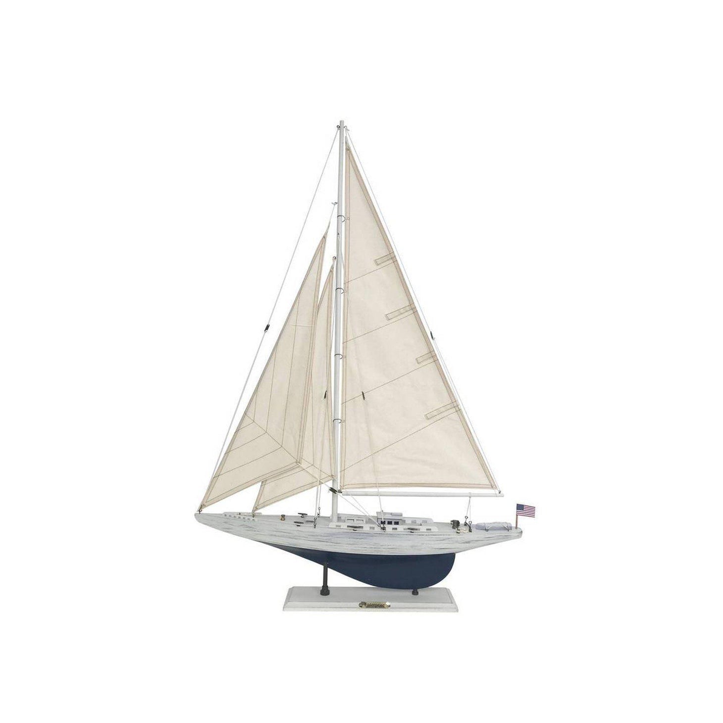 Handcrafted Model Ships Wooden Rustic Whitewashed Enterprise Limited Model Sailboat 35