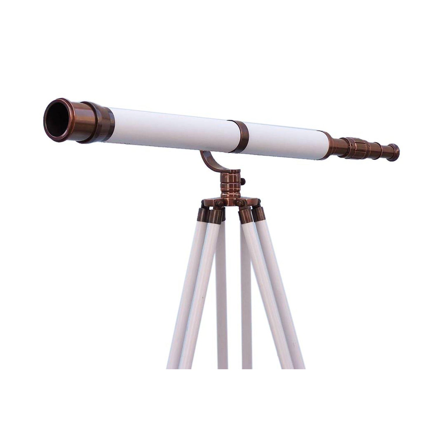 Handcrafted Model Ships Floor Standing Antique Copper With White Leather Galileo Telescope 65