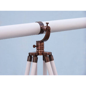 Handcrafted Model Ships Floor Standing Antique Copper With White Leather Galileo Telescope 65" ST-0117-ACWL