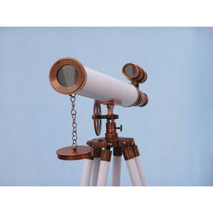 Handcrafted Model Ships Floor Standing Antique Copper With White Leather Griffith Astro Telescope 65" ST-0124-ACWL