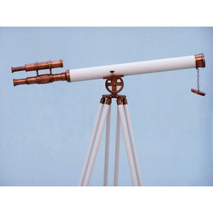 Handcrafted Model Ships Floor Standing Antique Copper With White Leather Griffith Astro Telescope 65" ST-0124-ACWL