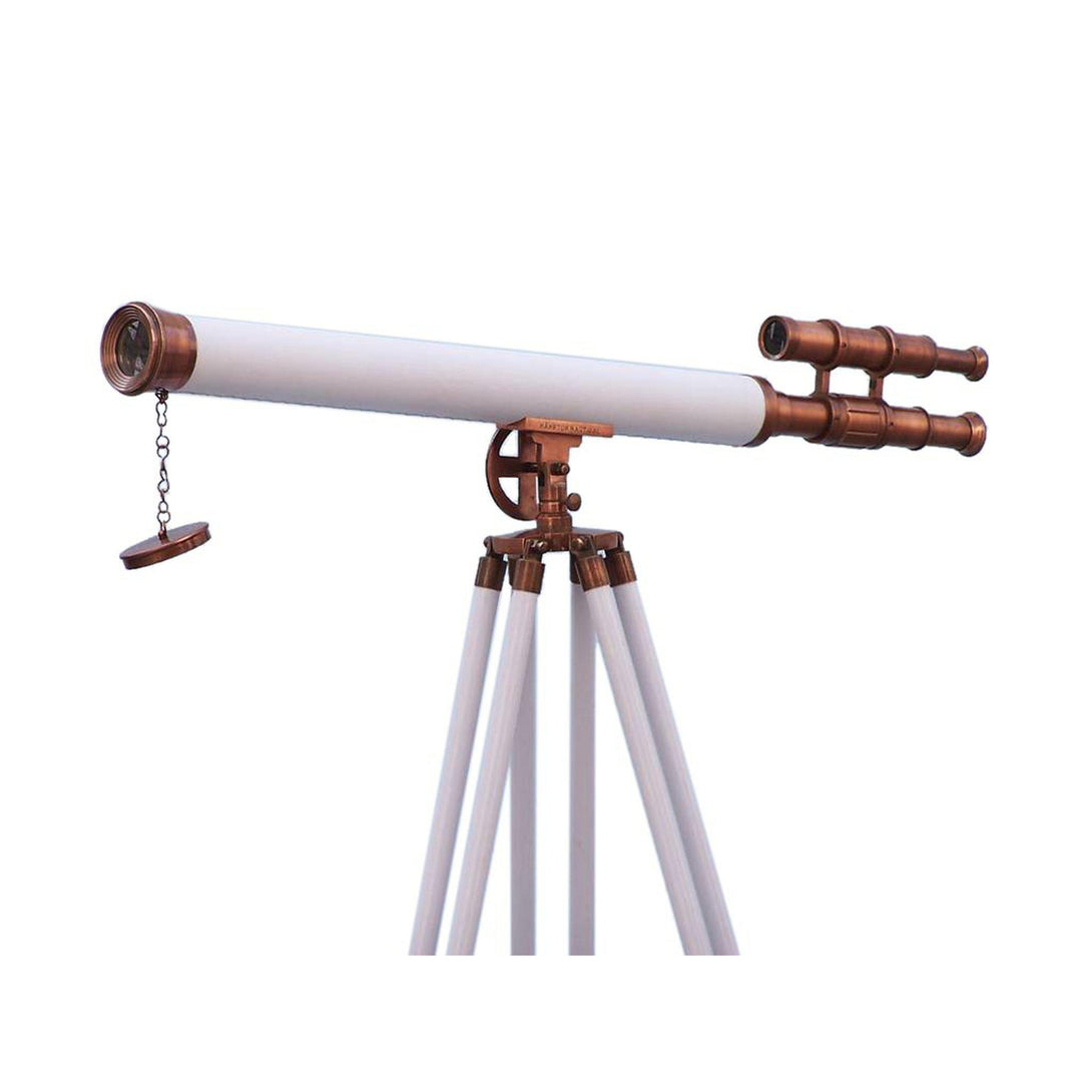 Handcrafted Model Ships Floor Standing Antique Copper With White Leather Griffith Astro Telescope 65