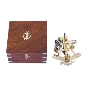 Handcrafted Model Ships Captain's Brass Sextant with Rosewood Box 8" NS-0427