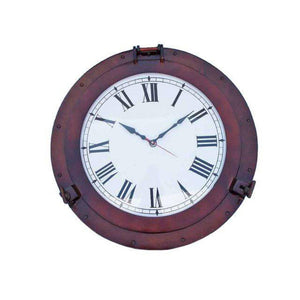 Handcrafted Model Ships Antique Copper Decorative Ship Porthole Clock 24" WC-1449-24-AC