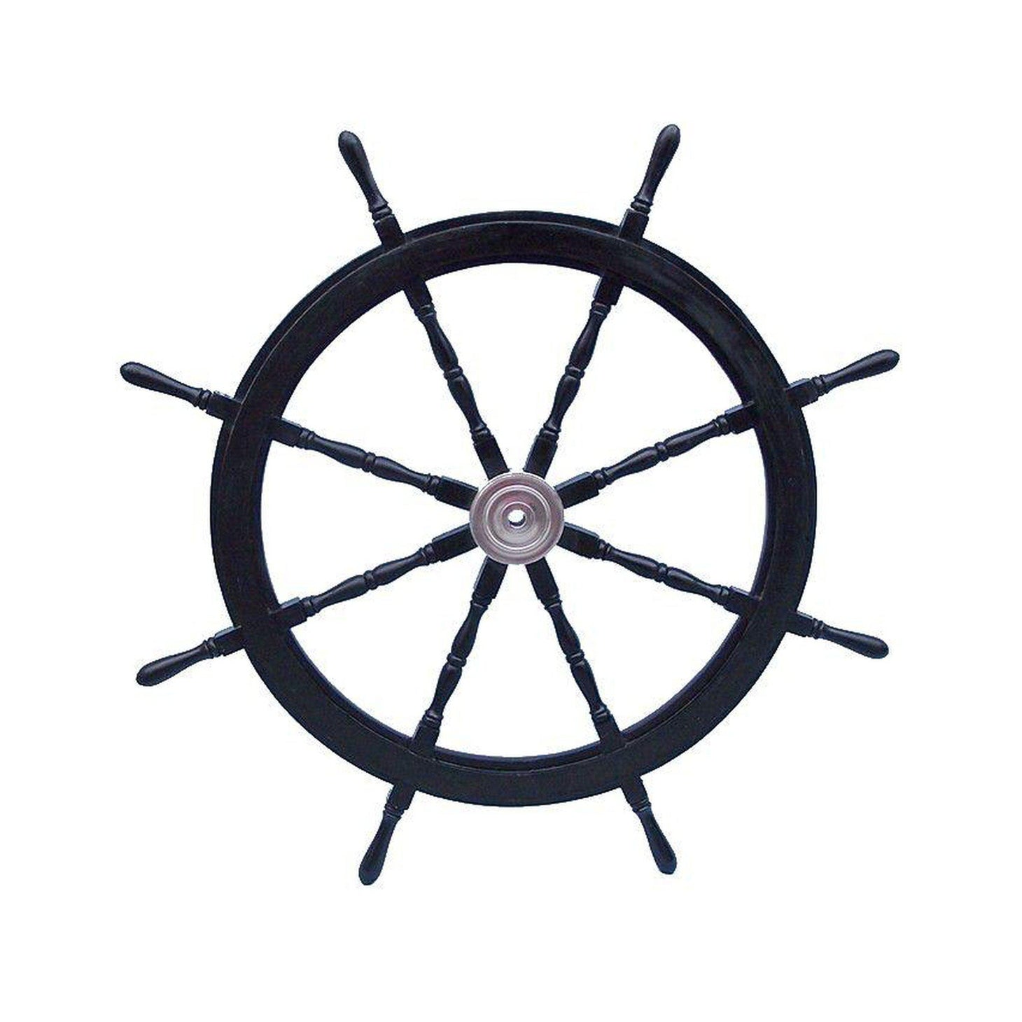 Handcrafted Model Ships Deluxe Class Wood and Chrome Decorative Pirate Ship Steering Wheel 60