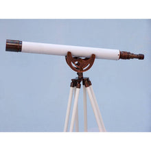 Handcrafted Model Ships Floor Standing Antique Copper With White Leather Anchormaster Telescope 50 ST-0149-ACWL