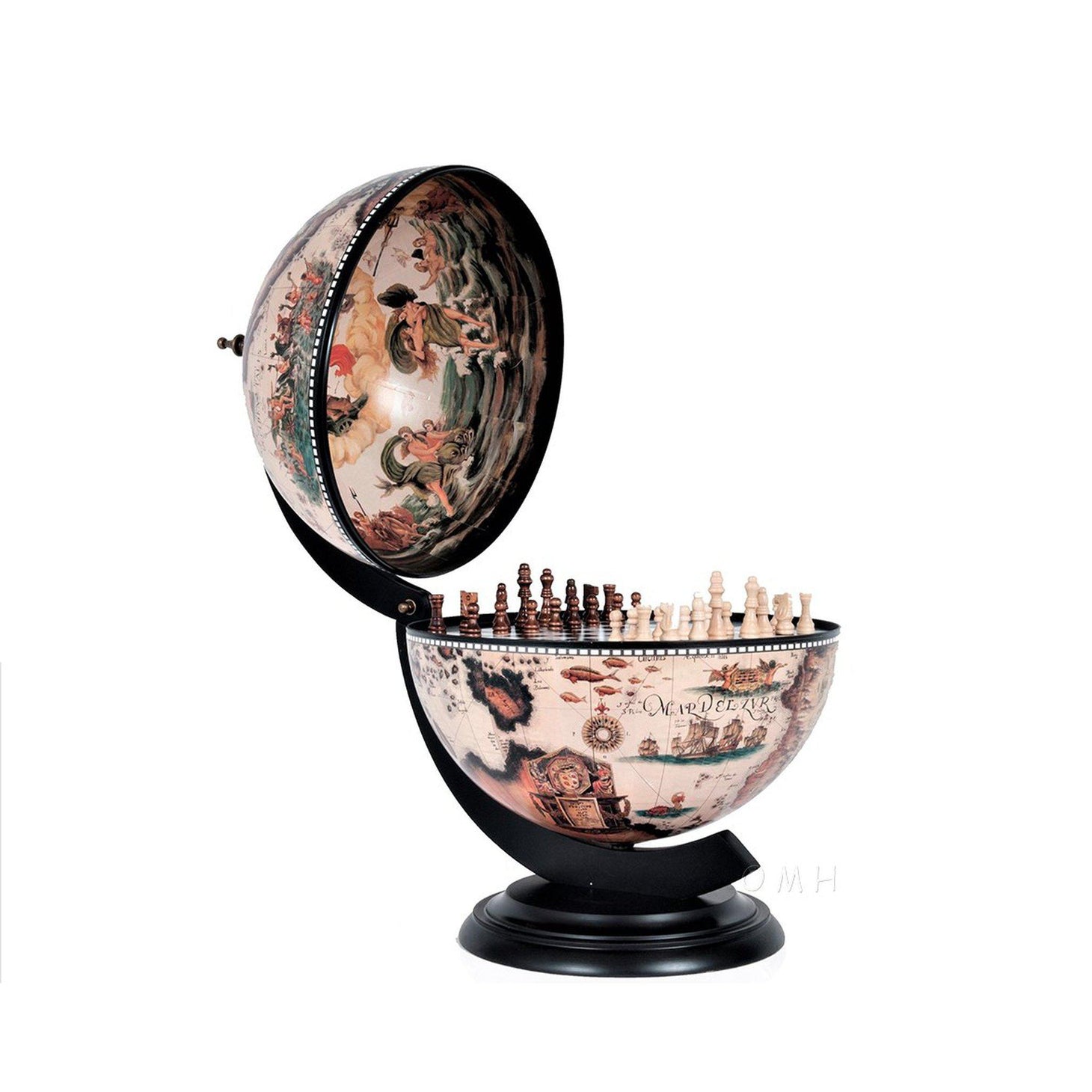 Old Modern White Globe 13 inches with chess holder NG015