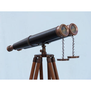 Handcrafted Model Ships Floor Standing Admiral's Bronzed With Leather Binoculars 62" BI-0311-BZ-L