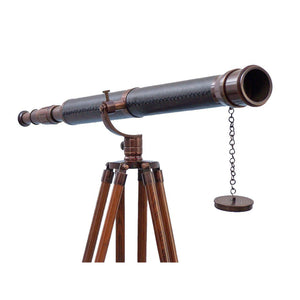Handcrafted Model Ships Floor Standing Antique Copper With Leather Galileo Telescope 65 ST-0117-ACL