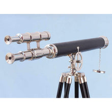 Handcrafted Model Ships Chrome - Leather Griffith Astro Telescope 64 with Black Wooden Legs ST-0124NL