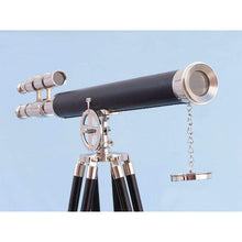 Handcrafted Model Ships Chrome - Leather Griffith Astro Telescope 64 with Black Wooden Legs ST-0124NL