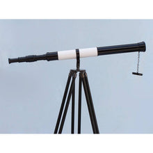Handcrafted Model Ships Admirals Floor Standing Oil Rubbed Bronze-White Leather with Black Stand Telescope 60 ST-0152-BWLB