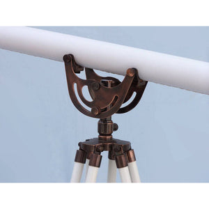 Handcrafted Model Ships Floor Standing Antique Copper With White Leather Anchormaster Telescope 65 ST-0148-ACWL