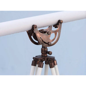 Handcrafted Model Ships Floor Standing Antique Copper With White Leather Anchormaster Telescope 65 ST-0148-ACWL