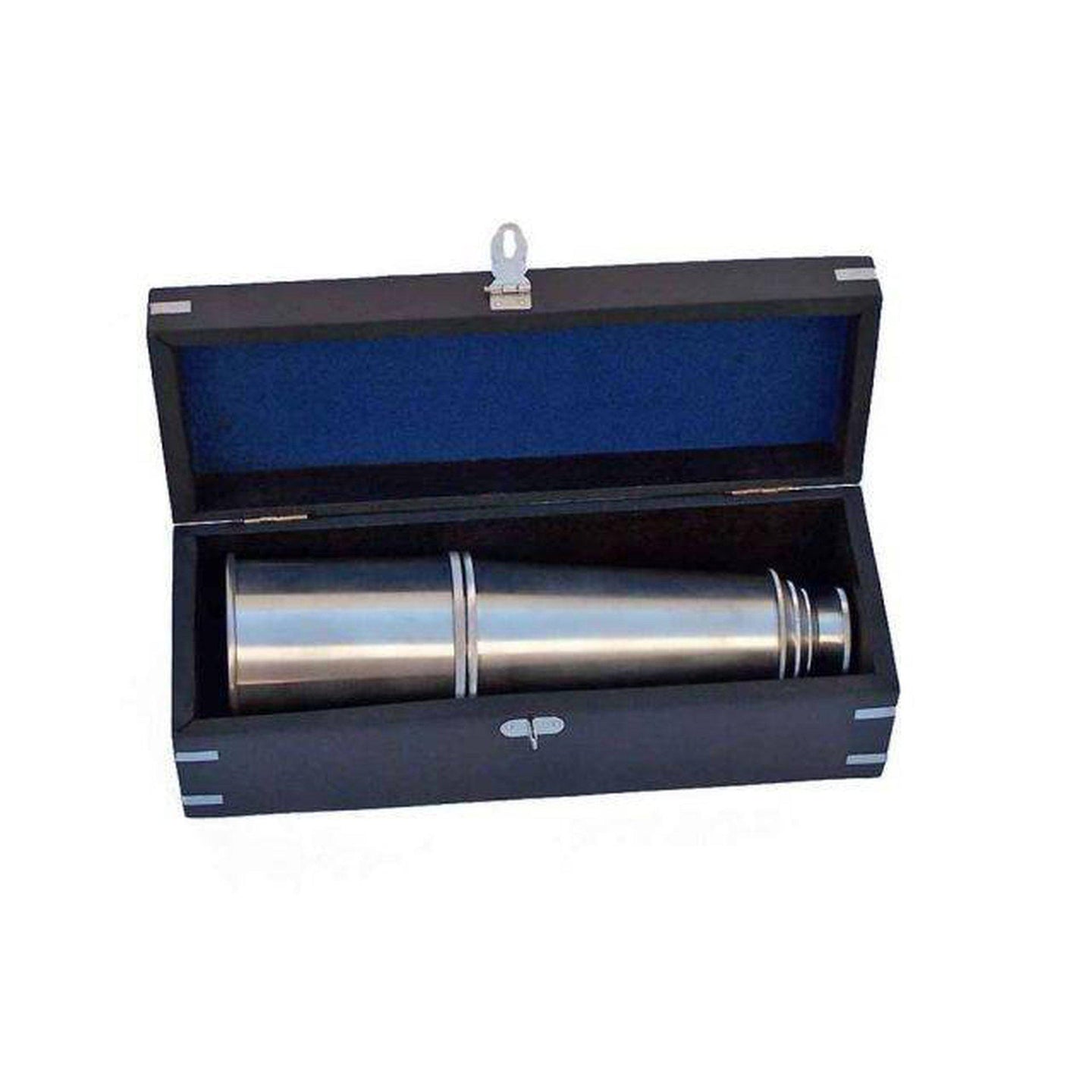Handcrafted Model Ships Deluxe Class Brushed Nickel Admirals Spyglass Telescope 27 with Rosewood Box FT-0215-BN