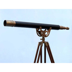 Handcrafted Model Ships Floor Standing Antique Brass Leather Anchormaster Telescope 65 ST-0148-ANL
