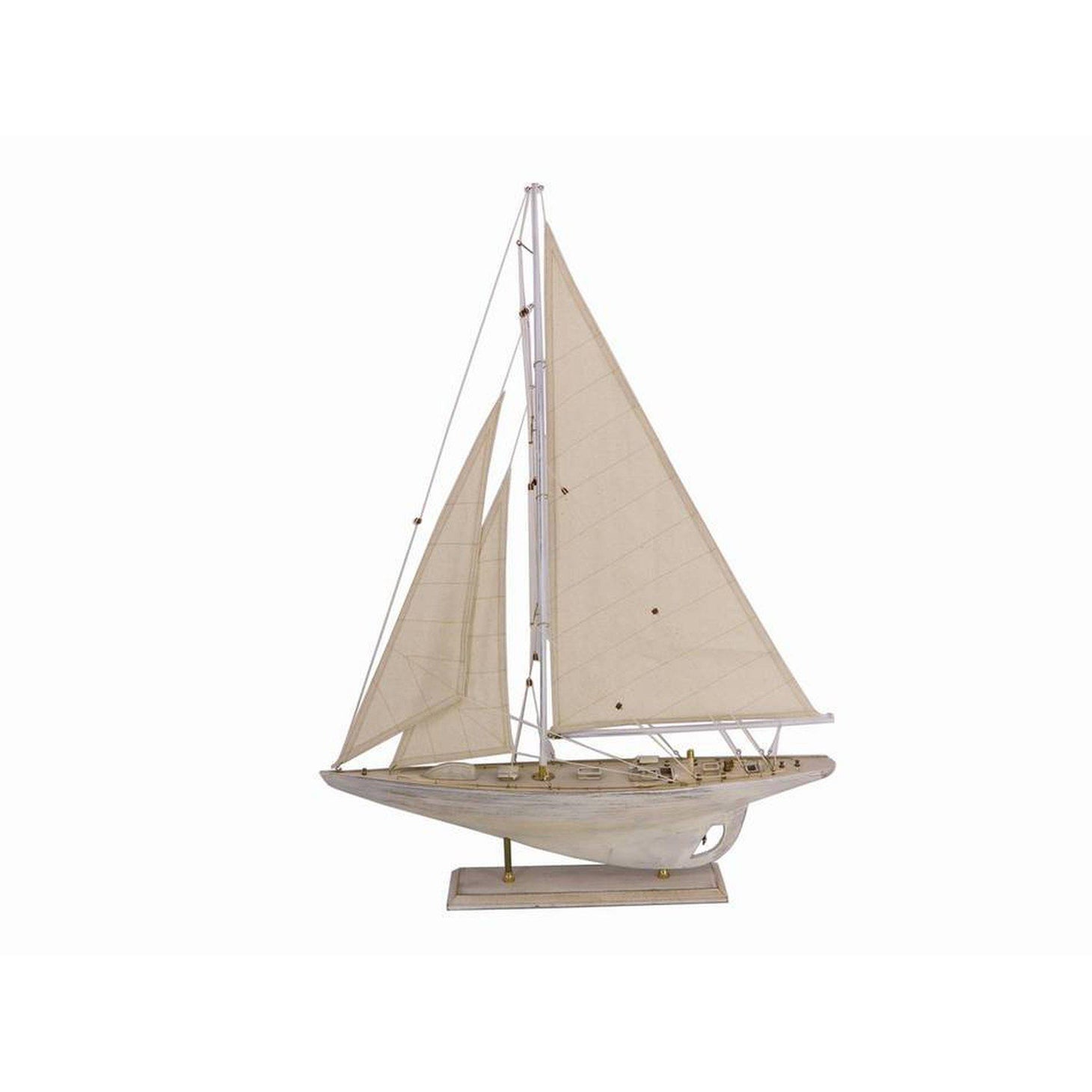 Handcrafted Model Ships Wooden Rustic Whitewashed Pacific Sailer Model Sailboat Decoration 35