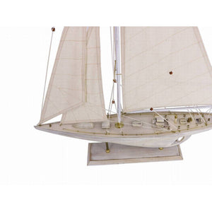 Handcrafted Model Ships Wooden Rustic Whitewashed Pacific Sailer Model Sailboat Decoration 35" Yacht-34-WW